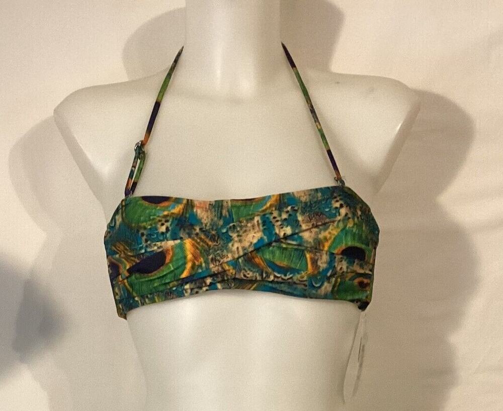 1137 NWT Bikini Bay Twisted Bandeau Top PPGR Green Plume Size 8